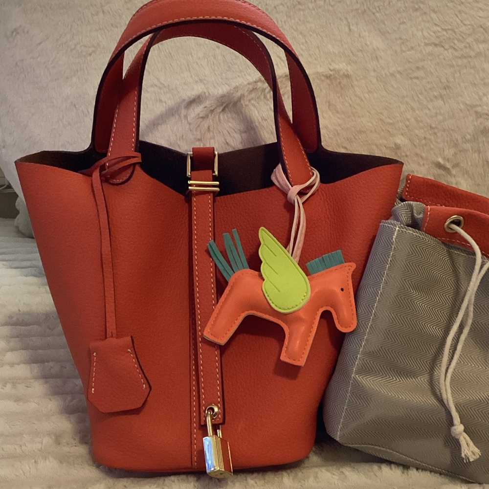 Leather Stylish Orange Tote Bag